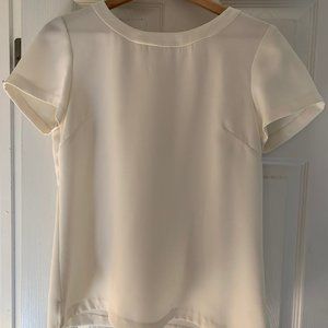 Banana Republic Blouse, ivory, gold zipper pulled back, Size 12, elegant
